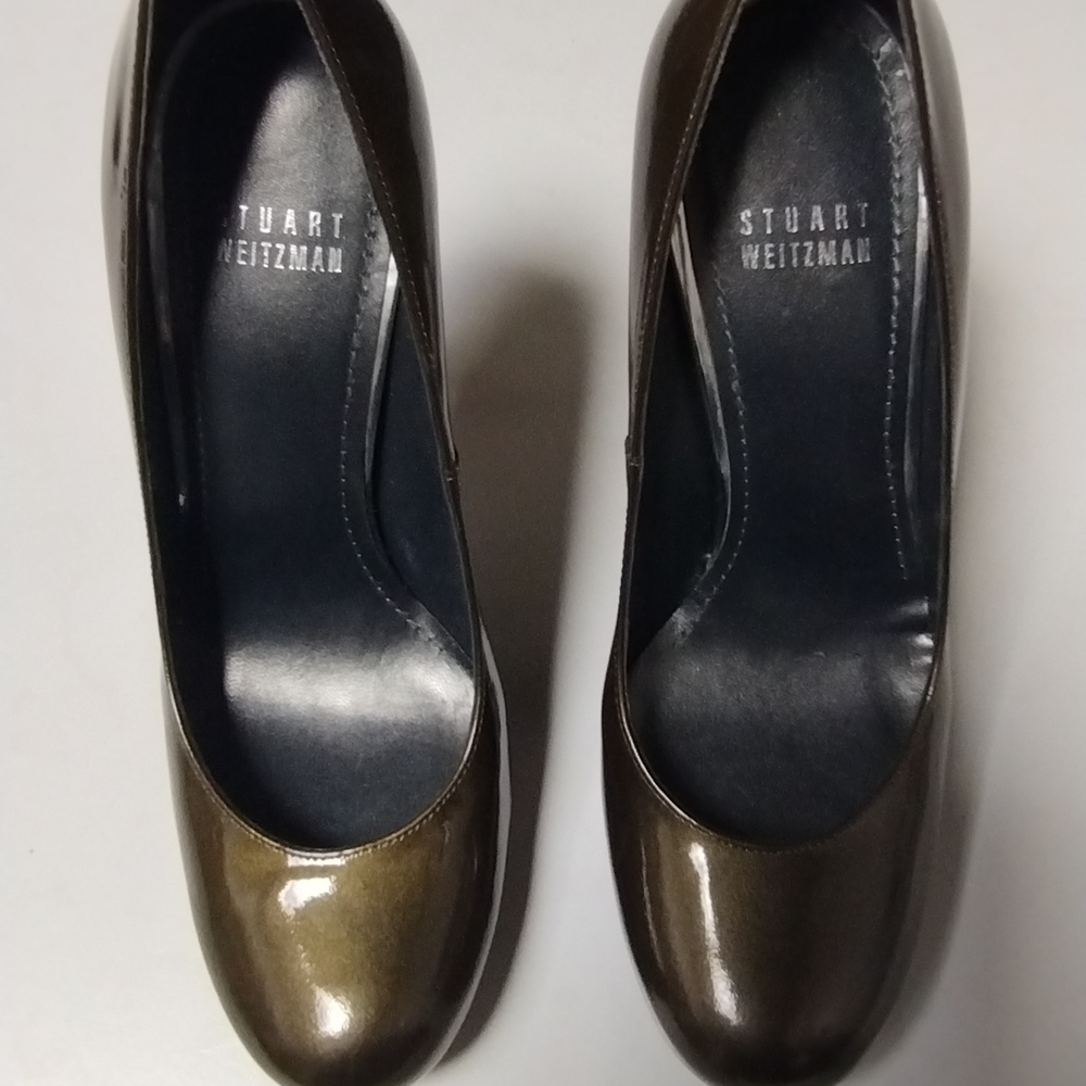 Stuart Weitzman Olive Green Silver Stilleto Heels Size 7